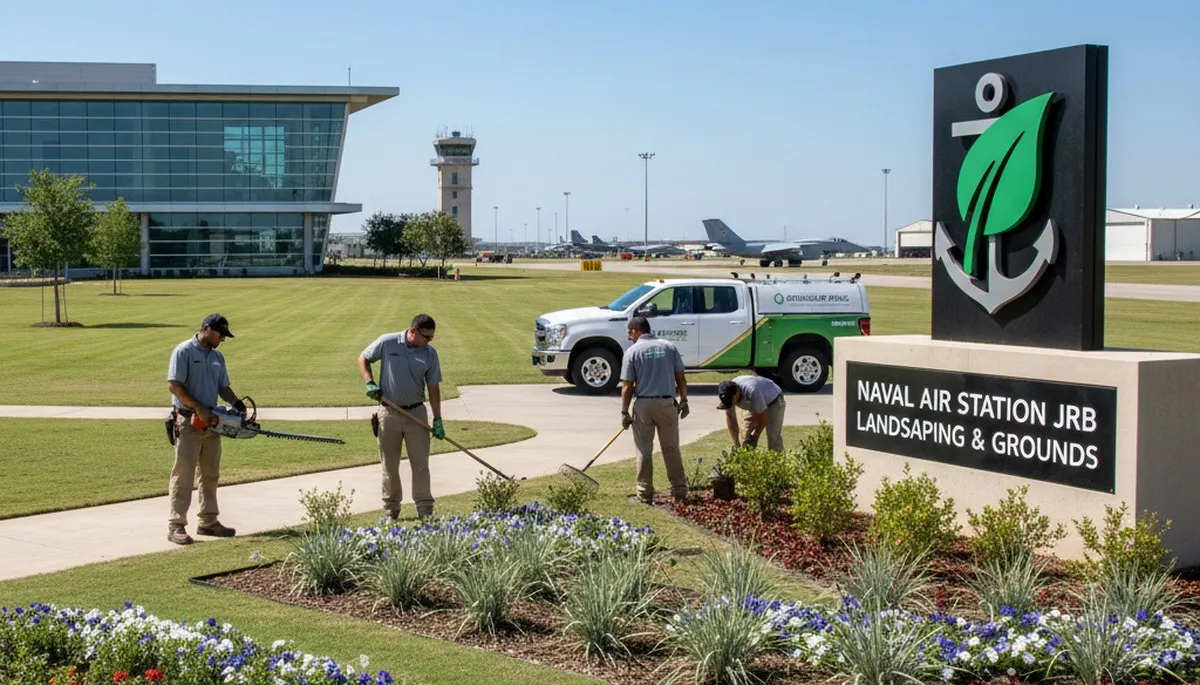 Fort Worth, TX landscaping crew providing professional lawn care for local residential and commercial properties