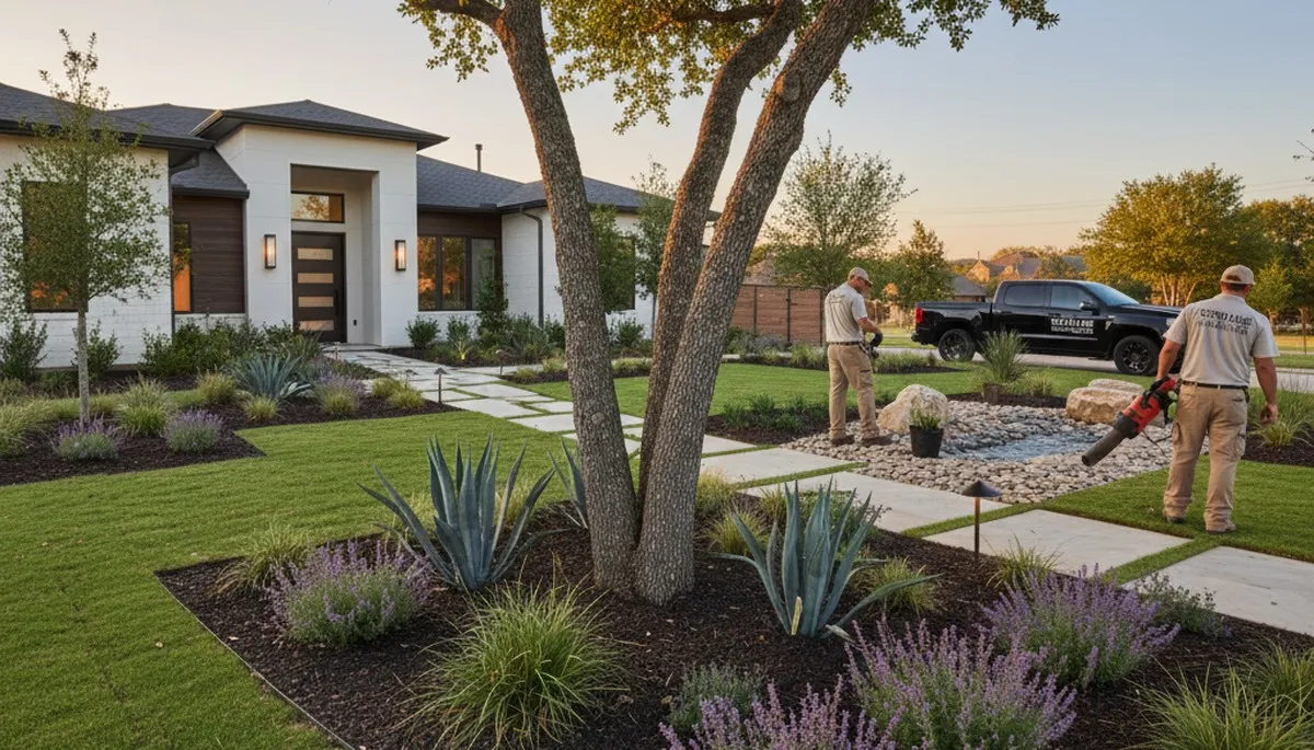 Landscaping team providing lawn care services in Fort Worth, TX