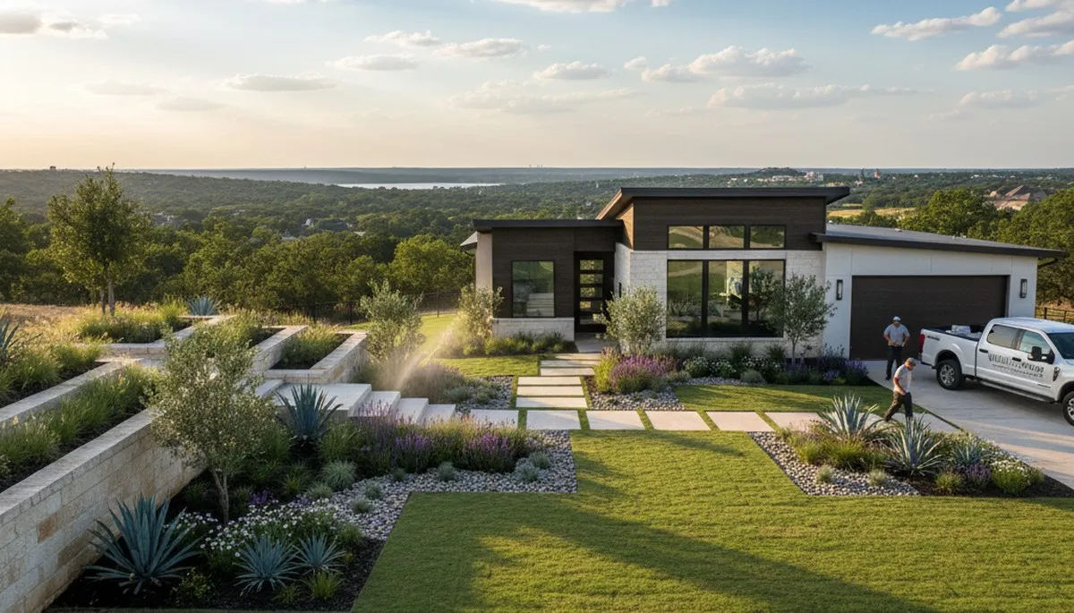 Landscaping crew serving Fort Worth, TX with professional lawn care and yard maintenance