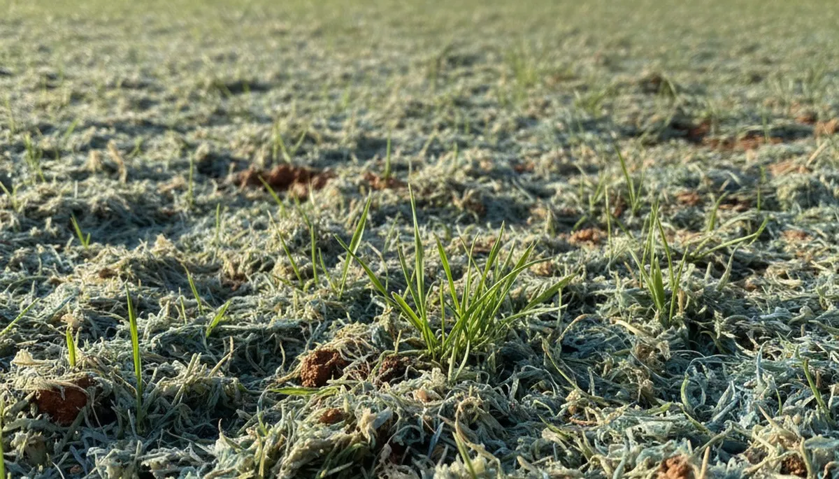 New hydroseeded lawn sprouting fresh green grass in Fort Worth, TX by Chop Chop Landscaping